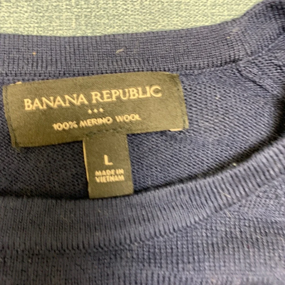 Banana Republic Sweater Mens Large Navy Blue Wool Long Sleeve Crew Neck Winter